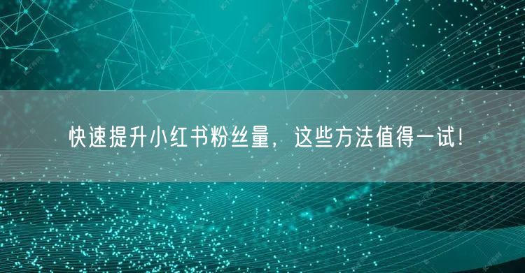 快速提升小红书粉丝量,这些方法值得一试!